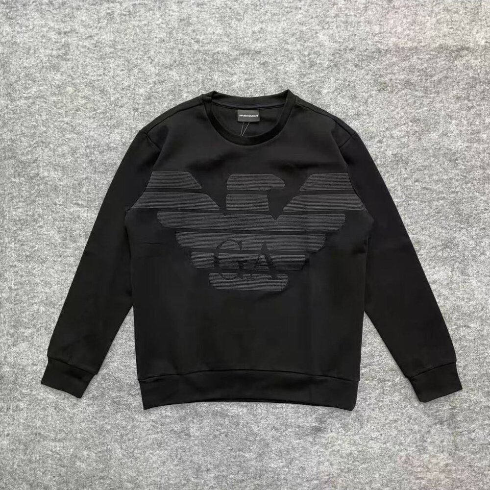 Emporio Armani Men's Double Jersey Sweatshirt with Oversized Eagle Embroidery